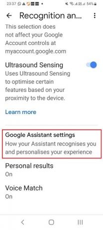 „Google Assistant“ nustatymai „Home“ programoje, skirtoje „Nest“ garsiakalbiui.
