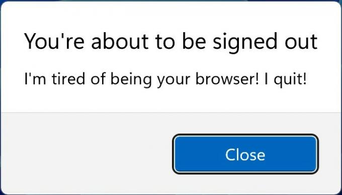 Scherzo del browser di avviso di arresto dell'utente di Windows 4