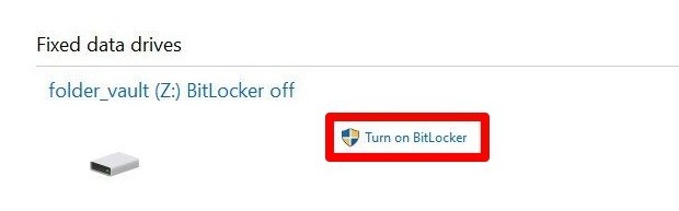 Proteggi con password File Cartelle Windows 10 Crittografia unità Bitlocker Unità dati fisse Attiva Bitlocker