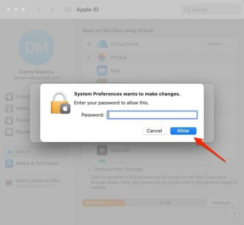 อนุญาตให้เปลี่ยนรหัสผ่าน Icloud Mac