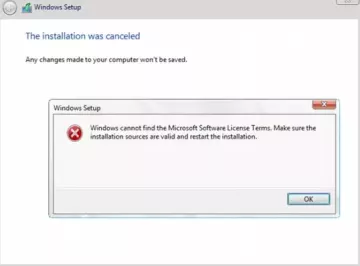 Windows ne najde Microsoftovih licenčnih pogojev za programsko opremo