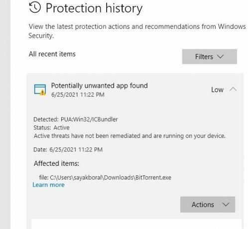 Hai bisogno della cronologia di protezione di Windows Defender antivirus