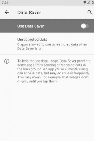 App Android Risparmio dati Internet disattivato