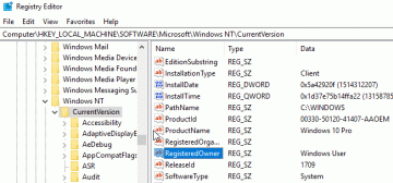 Измените имя зарегистрированного владельца в Windows 7/8/10