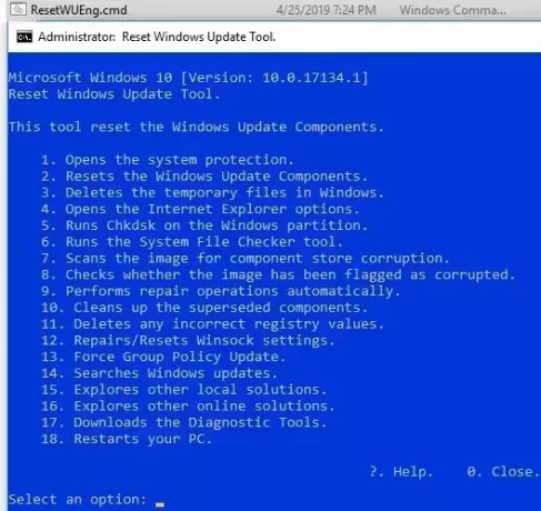 Lähtestage Windows Update Agenti skript