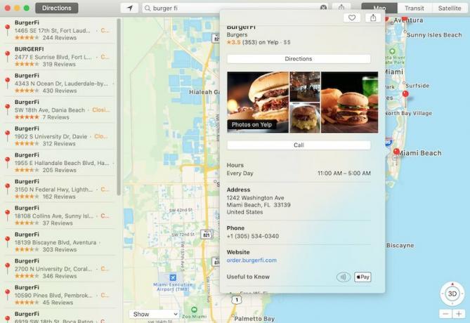 Naudokite „Apple“ žemėlapius Raskite „Apple Pay Mac Burgerfi“