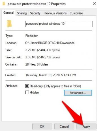 Proteggi con password File Cartelle Proprietà cartella Windows 10 Avanzate Crittografa contenuto Proteggi i dati Applica